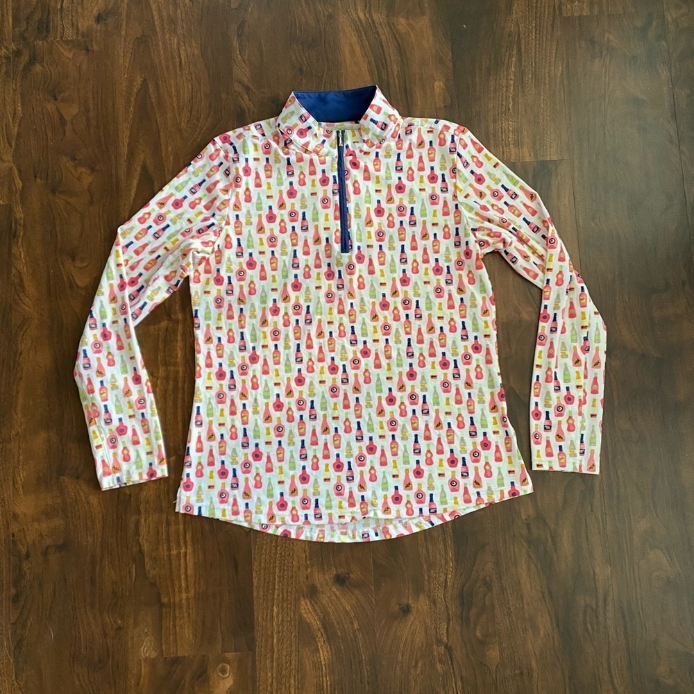 SanSoleil Women's Vineyard Wine
Bottle Print SolCool 1/4 Zip Pullover Medium